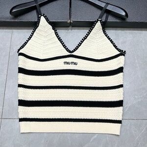 Miu Miu Black and Cream Knit Camisole